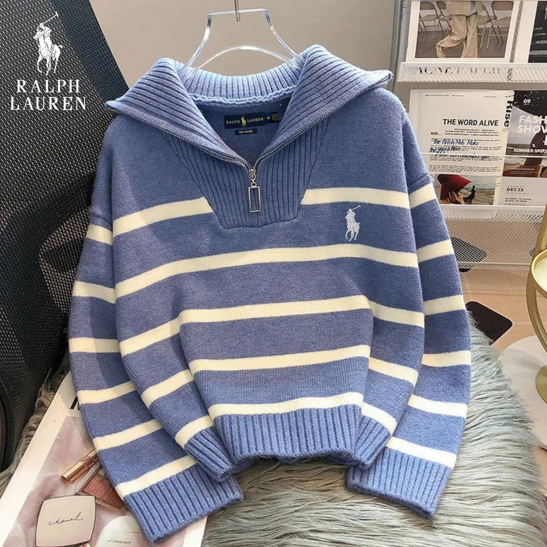 Striped Sweater with Zipped Collar | FINAL CLEARANCE