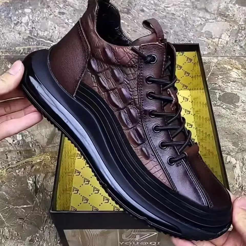 Italian Crocodile Print Air Cushion Casual Shoes for Men
