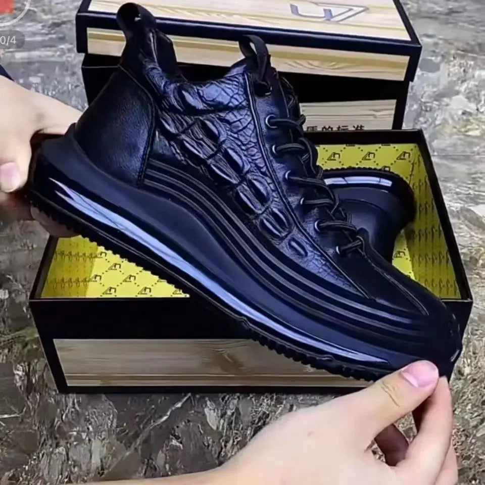 Italian Crocodile Print Air Cushion Casual Shoes for Men