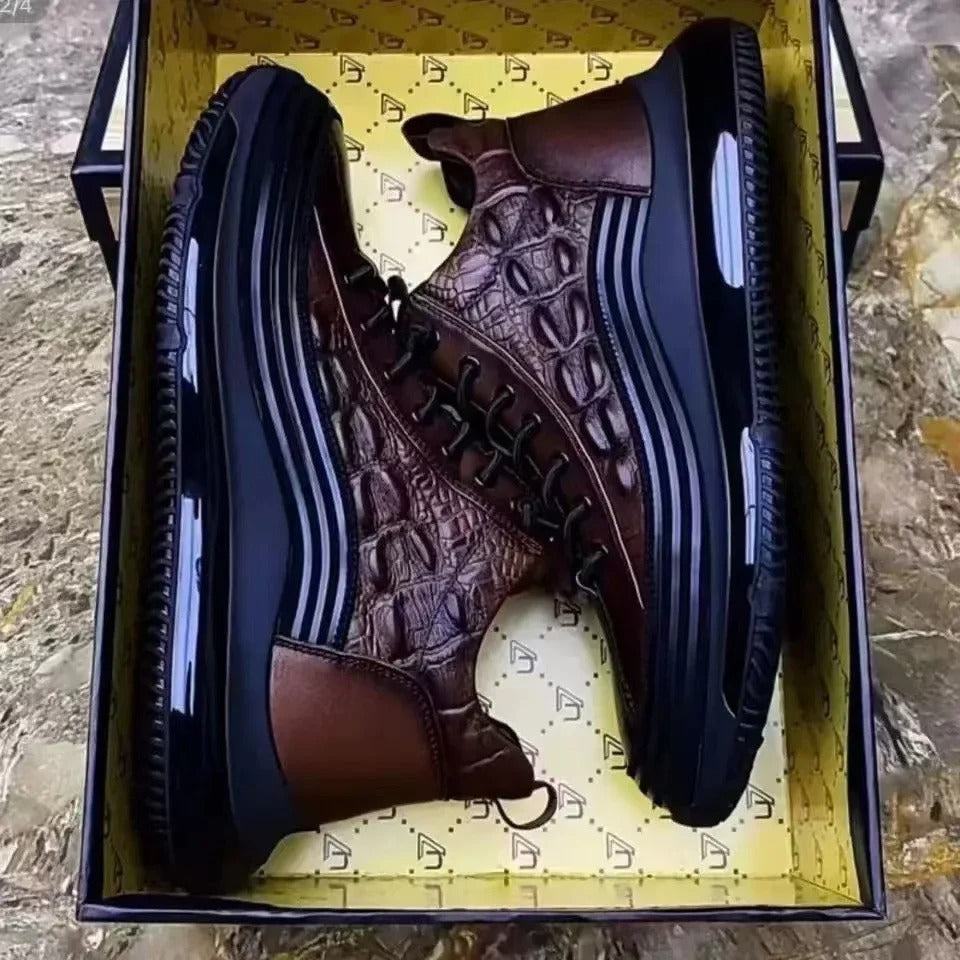 Italian Crocodile Print Air Cushion Casual Shoes for Men