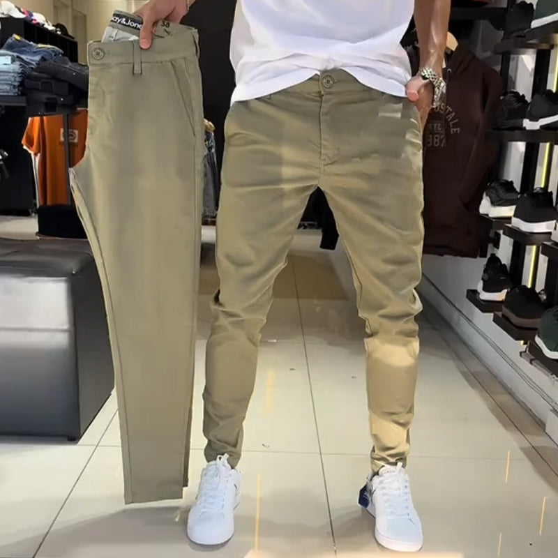Men’s Slim-Fit Casual Solid Color Pants