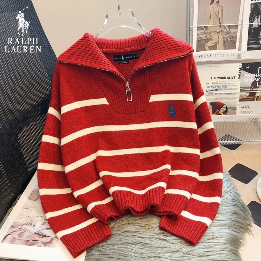 Striped Sweater with Zipped Collar | FINAL CLEARANCE