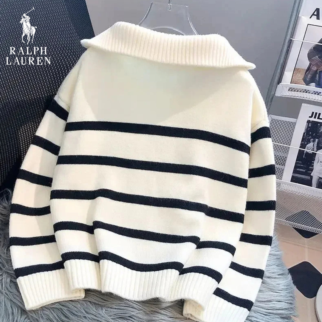 Striped Sweater with Zipped Collar | FINAL CLEARANCE